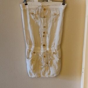 Long tube top skirt styled top lightweight cotton fabric cream colored SIZE S